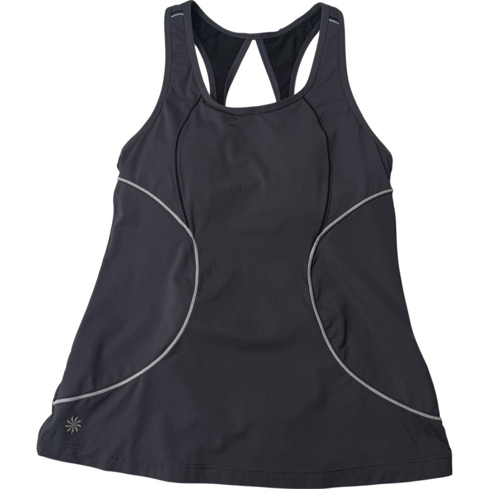 Athleta Women's Small Dark Gray Energy Racerback Tank Built in Bra Pocket‎ Style